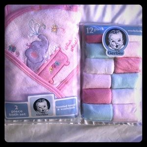 2 piece baby bath set and 12 pack wash cloth
